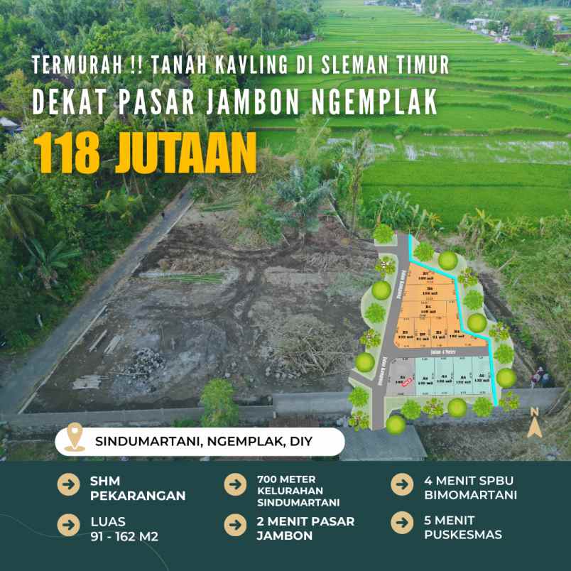 termurah tanah kavling di ngemplak mulai 118 jutaan