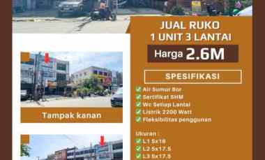 Dijual 1 Unit Ruko 3 Lantai Jln Jend.A Yani-Pekanbaru