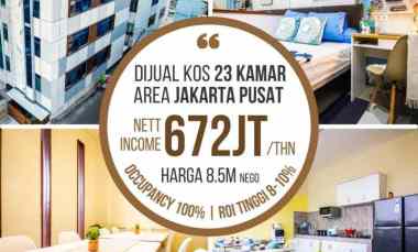 Jual Kost Kostan Baru di Jakarta Pusat, 23 Kamar Full Penghuni