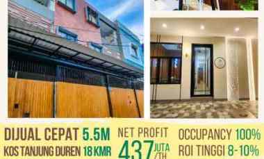 Dijual Rumah Kost di Jln Tanjung Duren Timur, Jakarta Barat