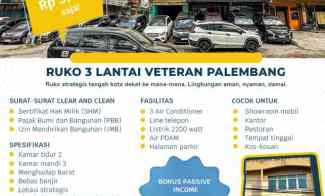 Dijual Ruko 3 Lantai Jalan Veteran Palembang