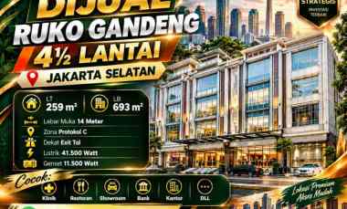 Dijual Ruko Gandeng 4,5 Lantai Jakarta Selatan Lt 259 Lb 693 Strategis