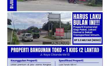 Dijual Cepat Ruang Usaha Lokasi Strategis Ex Minimarket di Cikande