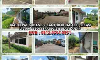 Jual Cepat Gudang Kantor di Jatiasih Bekasi. Lt2900 Lb600 Strategis