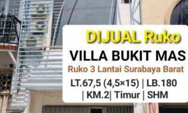 Dijual Ruko Villa Bukit Mas Surabaya - Parkir Luas - SHM - Nol Jalan