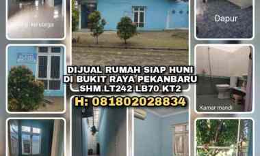 Dijual Rumah Siap Huni di Bukit Raya Pekanbaru. Shm Lt242 Lb70 Kt2