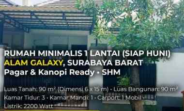 Dijual Rumah Alam Galaxy Surabaya Barat Dimensi 6x15 3KT SHM