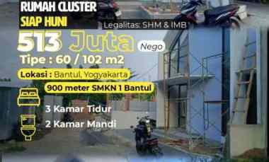 Rumah Cluster di Bantul Kota 3 Kamar 900 meter ke Smkn 1 Bantul