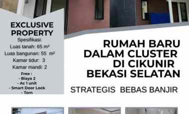 Rumah Baru 2 lantai Cluster di Cikunir Bekasi Selatan Bebas Banjir
