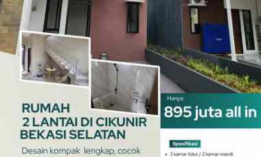 Rumah Baru 2 lantai Cluster di Cikunir Bekasi Selatan Bebas Banjir