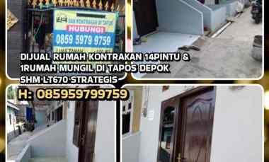 Jual Rumah Kontrakan 14pintu 1rumah Mungil di Tapos Depok. Shm Lt670