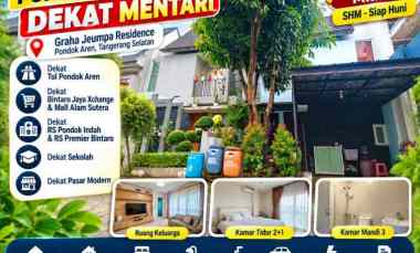 Rumah Dijual Pondok Kacang Barat dekat Mentari LT 81m LB 100m