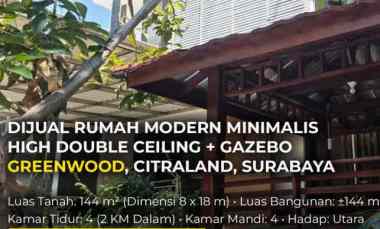 Dijual Rumah Terawat Greenwood Citraland Surabaya Hadap Utara