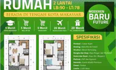 Rumah 2 Lantai Ditengah Kota Makassar, jl.perintis Kemerdekaan