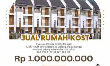 Rumah Kost dekat UB Malang Kota Full Furnish 8 Kamar 1M