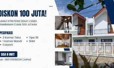 Promo Besar 100 Jutaan Rumah Kawasan Padat dekat Candi Prambanan