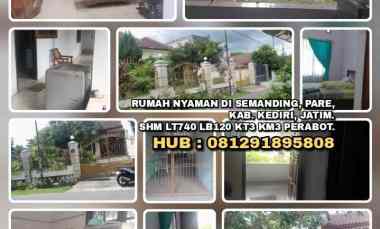 Rumah Nyaman di Semanding, Pare, Kab. Kediri, Jatim. Shm Lt740 Lb120 K