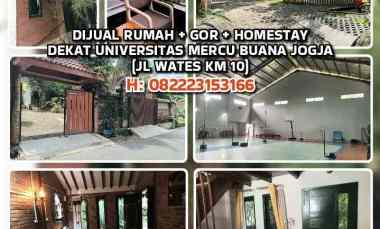 Dijual Rumah dan GOR di Jalan Wates km 10 Bantul, dekat Mercu Buana
