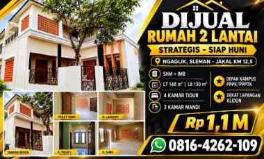 Dijual Rumah 2 Lantai Strategis Siap Huni Ngaglik Sleman Jakal km 12,5