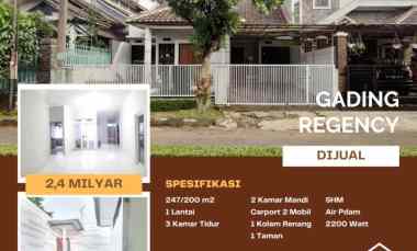 Rumah Dijual Cepat Strategis di Gading Regency Soekarnohatta Bandung