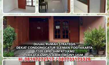 Rumah Strategis dekat Condongcatur Sleman Yogyakarta. Lt105 Lb90 Kt3