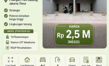 Rumah 2 lantai Strategis di Pisangan Pulo Gadung Jakarta Timur