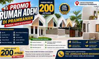 Rumah Adem di Prambanan, Harga Mulai 200 Jutaan Yuk Buruan Surve