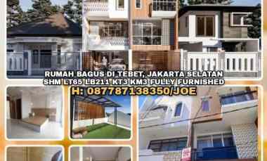 Rumah di Tebet, Jakarta Selatan. Shm Lt65 Lb211 Kt3 Km3 Full Furnished