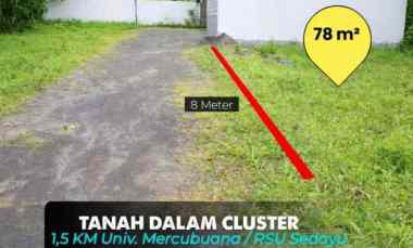Tanah dalam Cluster di Jogja Barat 1,5 km Univ. Mercubuama jl. Wate