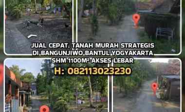 Tanah Murah Strategis di Bangunjiwo Bantul Yogyakarta. Shm 1100m2