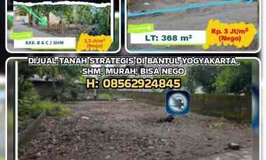 Dijual Tanah Strategis di Bantul Yogyakarta. Shm, Murah, Bisa Nego