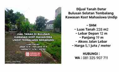 Dijual Tanah Kawasan Kost Mahasiswa Undip Tembalang Semarang