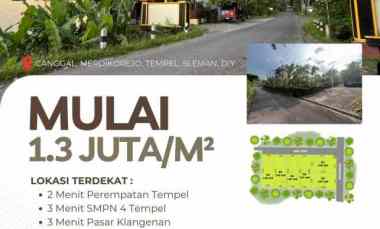 Tanah 1 Jutaan di Canggal Merdikorejo Tempel Utara Perempatan Tempel