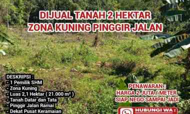 Tanah Zona Kuning 2 Hektar Pinggir Jalan di Gunungpati Semarang