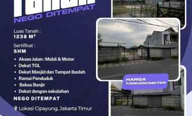 dijual tanah dengan luas 1238