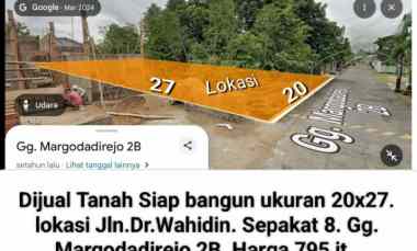 Dijual Tanah Siap Bangun Ukuran 20x27. Jln.Dr.Wahidin. Sepakat 8