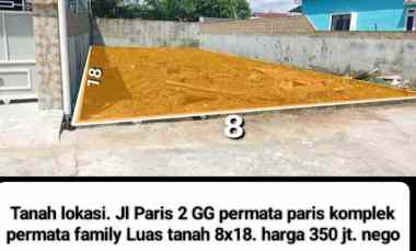 Tanah Lokasi. jl Paris 2 GG Permata Paris Komplek Permata Family