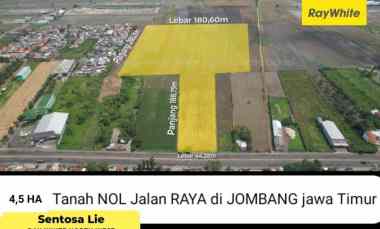 Dijual 4,5 Hektar Tanah Nol Jalan Raya Mojoagung - Jombang -Jawa Timur