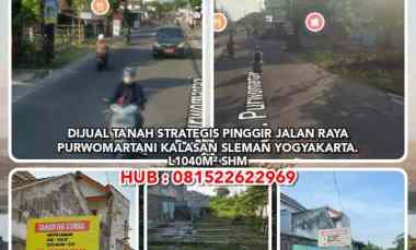 dijual tanah jalan raya purwomartani