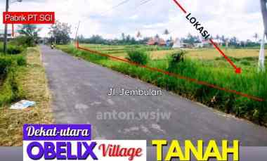 Tanah Bagus Pandowoharjo dekat Obelix Village Lt 1334 m2 Ld 23 M SHM