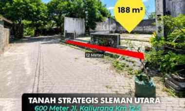Tanah di Sleman Utara dekat Kampus Uii 600 meter jl. Kaliurang km 12