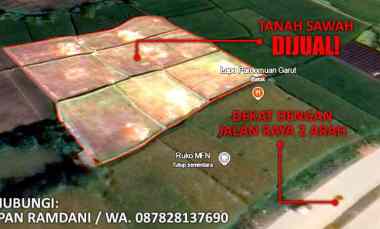 Dijual Tanah Sawah SHM Lokasi Strategis dekat Jalan Raya Utama