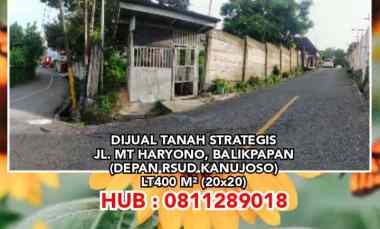 dijual tanah jl mt haryono balikpapan