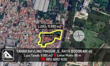 dijual tanah jl raya bogor km 46 cibinong