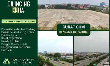 Dijual Tanah di Cakung Cilincing 3 Ha di Pinggir Tol Cakung SIAP Pakai