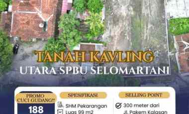 Promo Cuci Gudang Tanah Kavling 188 Jutaan di Utara Spbu Selomartani