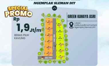 Promo Tanah Kavling di Area Ngemplak Sleman, 1,9 jt/m Bebas Pilih