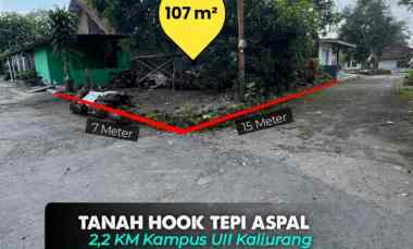 Tanah Hook Tepi Aspal di jl.kaliurang km 13,5, 2,2 km ke Kampus Uii