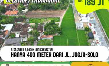 Promo Kaget Maksimal Tanah 189 jt hanya 400 meter dari jl. Jogja-solo