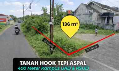 Tanah Tepi Aspal Hook di Umbulharjo, Kota Jogja 400 meter Kampus Uad